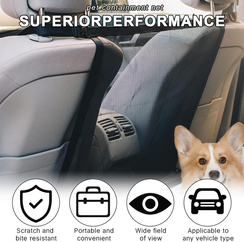 vvag Car Dog Barrier Net Universal Dog Barrier for Car with Adjustable Ropes and Hooks One-Piece Design Mesh for Most Cars, SUVs, Pickups, Trucks and Vans (21x21 Inches) - Image 3